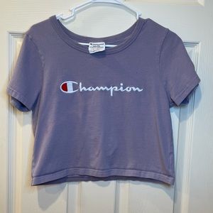 Cropped Purple Champion Tee